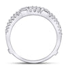 14kt White Gold Womens Round Diamond Wrap Ring Guard Enhancer 1/3 Cttw