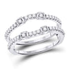 14kt White Gold Womens Round Diamond Wrap Ring Guard Enhancer 1/3 Cttw