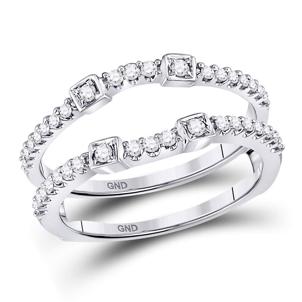 14kt White Gold Womens Round Diamond Ring Guard Wrap Solitaire Enhance –  Tribeca Diamonds