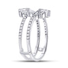 14kt White Gold Womens Round Diamond Wrap Ring Guard Enhancer 3/8 Cttw