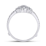 14kt White Gold Womens Round Diamond Wrap Ring Guard Enhancer 3/8 Cttw