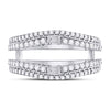 14kt White Gold Womens Baguette Diamond Wrap Ring Guard Enhancer 3/4 Cttw