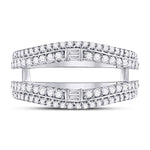 14kt White Gold Womens Baguette Diamond Wrap Ring Guard Enhancer 3/4 Cttw