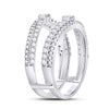 14kt White Gold Womens Baguette Diamond Wrap Ring Guard Enhancer 3/4 Cttw