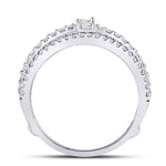 14kt White Gold Womens Baguette Diamond Wrap Ring Guard Enhancer 3/4 Cttw