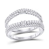 14kt White Gold Womens Baguette Diamond Wrap Ring Guard Enhancer 3/4 Cttw