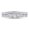 Sterling Silver Round Diamond Bridal Wedding Ring Band Set 1/8 Cttw