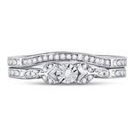 Sterling Silver Round Diamond Bridal Wedding Ring Band Set 1/8 Cttw