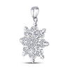 Sterling Silver Womens Round Diamond Snowflake Fashion Pendant .01 Cttw