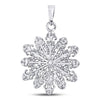 Sterling Silver Womens Round Diamond Snowflake Fashion Pendant .01 Cttw