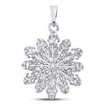 Sterling Silver Womens Round Diamond Snowflake Fashion Pendant .01 Cttw