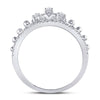 10kt White Gold Womens Round Diamond Crown Tiara Fashion Ring 1/5 Cttw