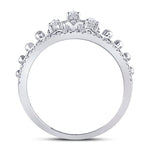 10kt White Gold Womens Round Diamond Crown Tiara Fashion Ring 1/5 Cttw