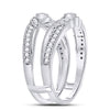 14kt White Gold Womens Round Diamond Wrap Ring Guard Enhancer 1/3 Cttw