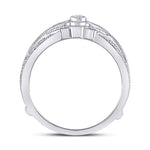 14kt White Gold Womens Round Diamond Wrap Ring Guard Enhancer 1/3 Cttw