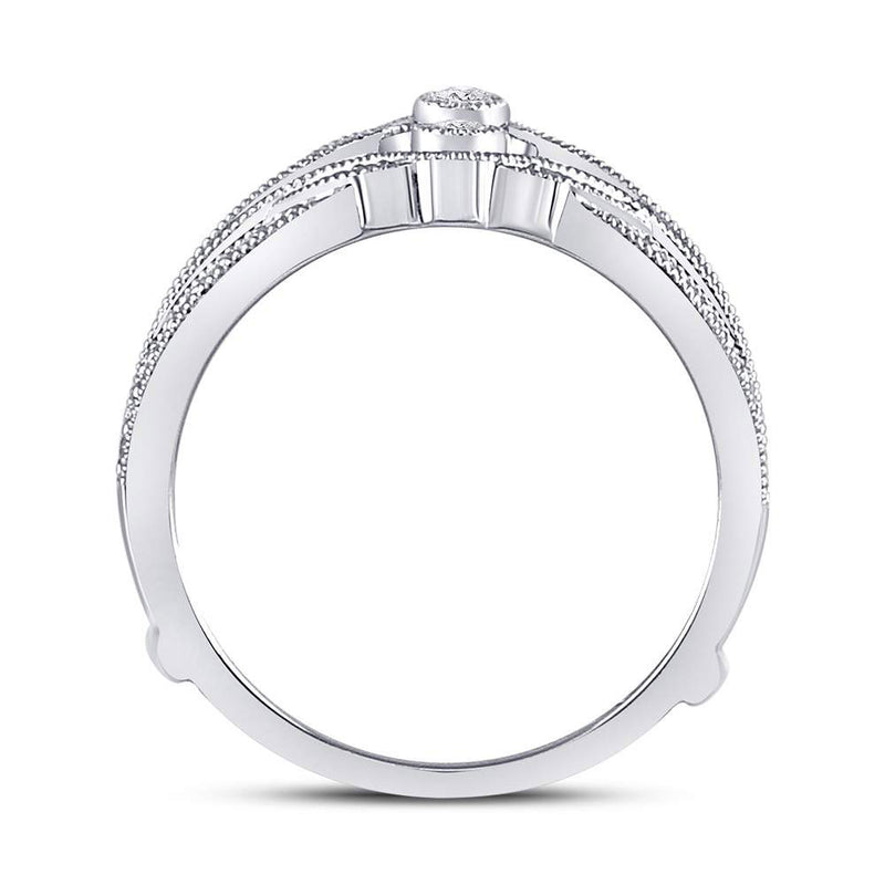 14kt White Gold Womens Round Diamond Wrap Ring Guard Enhancer 1/3 Cttw