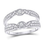 14kt White Gold Womens Round Diamond Wrap Ring Guard Enhancer 1/3 Cttw