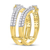 14kt Yellow Gold Womens Round Diamond Wrap Ring Guard Enhancer 7/8 Cttw