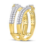 14kt Yellow Gold Womens Round Diamond Wrap Ring Guard Enhancer 7/8 Cttw