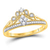 10kt Yellow Gold Womens Round Diamond Crown Tiara Fashion Ring 1/6 Cttw