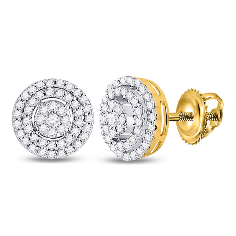 10kt Yellow Gold Womens Round Diamond Fashion Cluster Earrings 1/4 Cttw