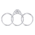 10kt White Gold Round Diamond Bridal Wedding Ring Band Set 1/2 Cttw