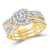 10kt Yellow Gold Round Diamond Bridal Wedding Ring Band Set 1/2 Cttw