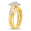 14kt Yellow Gold Round Diamond Bridal Wedding Ring Band Set 1 Cttw