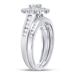 14kt White Gold Round Diamond Bridal Wedding Ring Band Set 1 Cttw