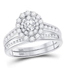 14kt White Gold Round Diamond Bridal Wedding Ring Band Set 1 Cttw