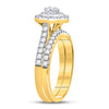 14kt Yellow Gold Round Diamond Bridal Wedding Ring Band Set 1 Cttw