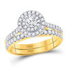 14kt Yellow Gold Round Diamond Bridal Wedding Ring Band Set 1 Cttw