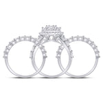 14kt White Gold Round Diamond Cluster Bridal Wedding Ring Band Set 5 Cttw