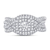 14kt White Gold Round Diamond Bridal Wedding Ring Band Set 7/8 Cttw