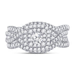 14kt White Gold Round Diamond Bridal Wedding Ring Band Set 7/8 Cttw