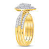 14kt Yellow Gold Round Diamond Cluster Bridal Wedding Ring Band Set 3/4 Cttw