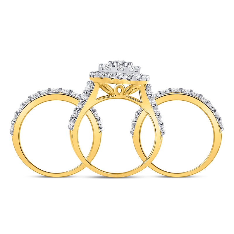 14kt Yellow Gold Round Diamond Bridal Wedding Ring Band Set 3-3/4 Cttw