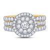 14kt Yellow Gold Round Diamond Bridal Wedding Ring Band Set 2 Cttw