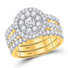 14kt Yellow Gold Round Diamond Bridal Wedding Ring Band Set 2 Cttw