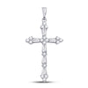 10kt White Gold Womens Round Baguette Diamond Cross Pendant 1/2 Cttw