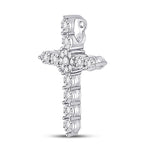 14kt White Gold Womens Round Diamond Religious Cross Pendant 1/4 Cttw