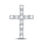 14kt White Gold Womens Round Diamond Religious Cross Pendant 1/4 Cttw