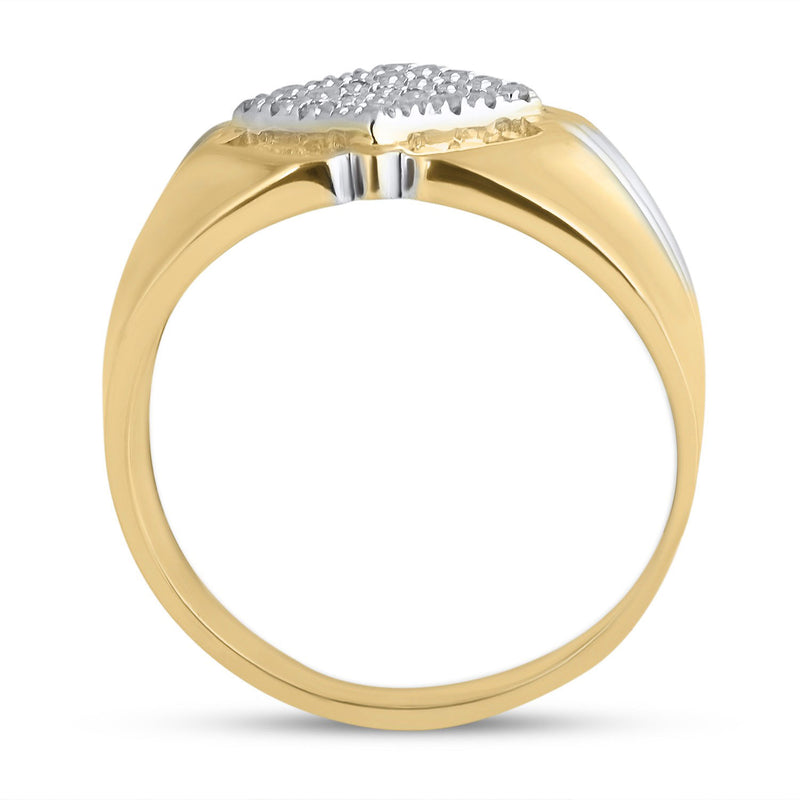 10kt Two-tone Gold Mens Round Diamond Diagonal Square Cluster Ring 1/2 Cttw