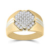 10kt Two-tone Gold Mens Round Diamond Diagonal Square Cluster Ring 1/2 Cttw