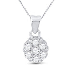 14kt White Gold Womens Round Diamond Flower Cluster Pendant 1 Cttw