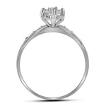 14kt White Gold Womens Round Diamond Marquise-shape Cluster Ring 1/10 Cttw