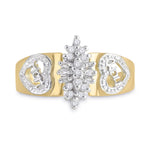 10kt Yellow Gold Womens Round Diamond Mom Mother Ring 1/8 Cttw