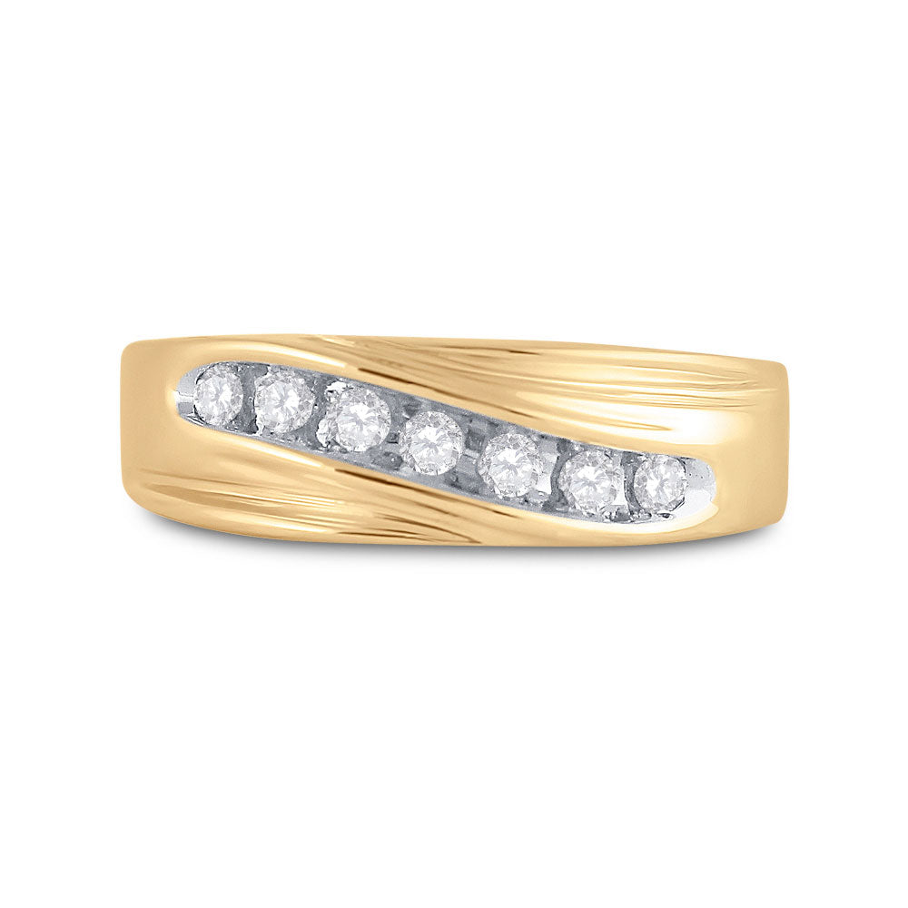 14kt Yellow Gold Mens Round Diamond Wedding Band Ring 1/4 Cttw