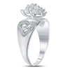 10kt White Gold Womens Round Diamond Oval Cluster Love Heart Ring 1/8 Cttw