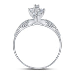 10kt White Gold Womens Round Diamond Oval Cluster Love Heart Ring 1/8 Cttw